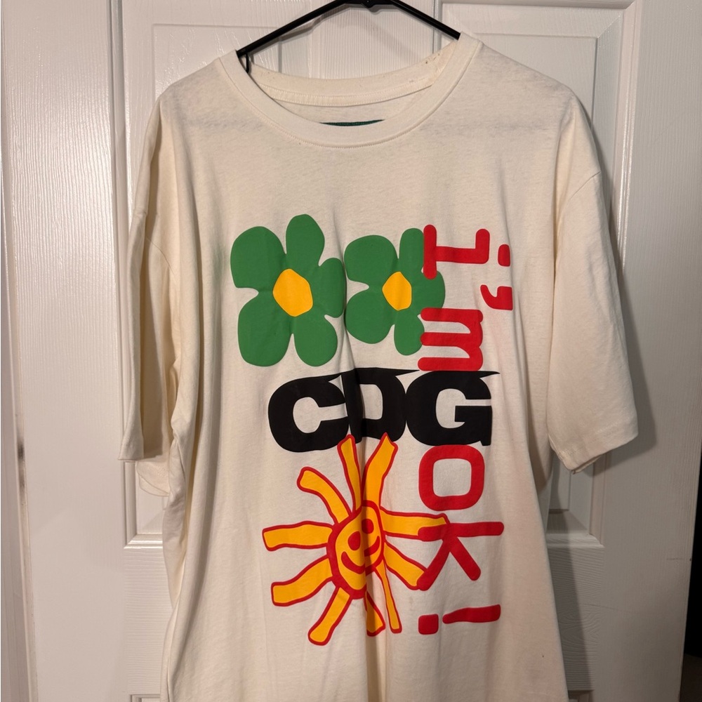 Cactus Plant Flea Market x Comme Des Garcons Cream and Green Short Sleeve Tee